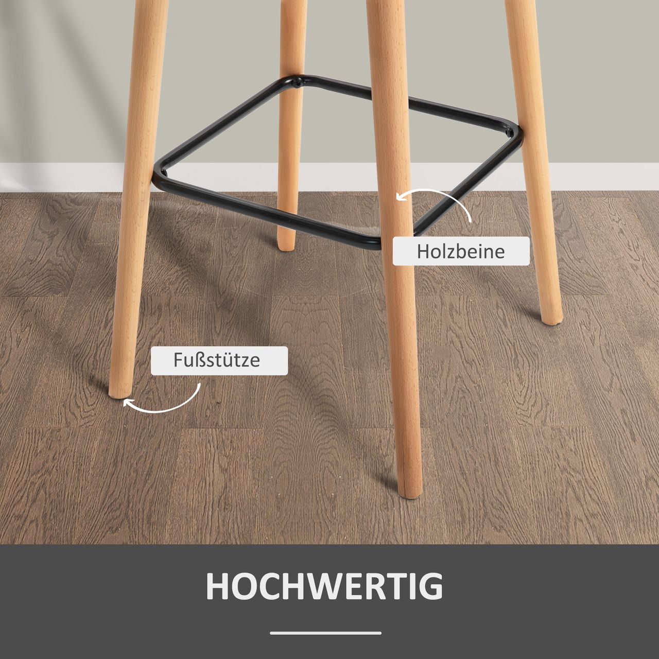 HOMCOM 2er-Set Barhocker, Barstuhl, Bistrohocker, Küchenhocker mit Sitzkissen