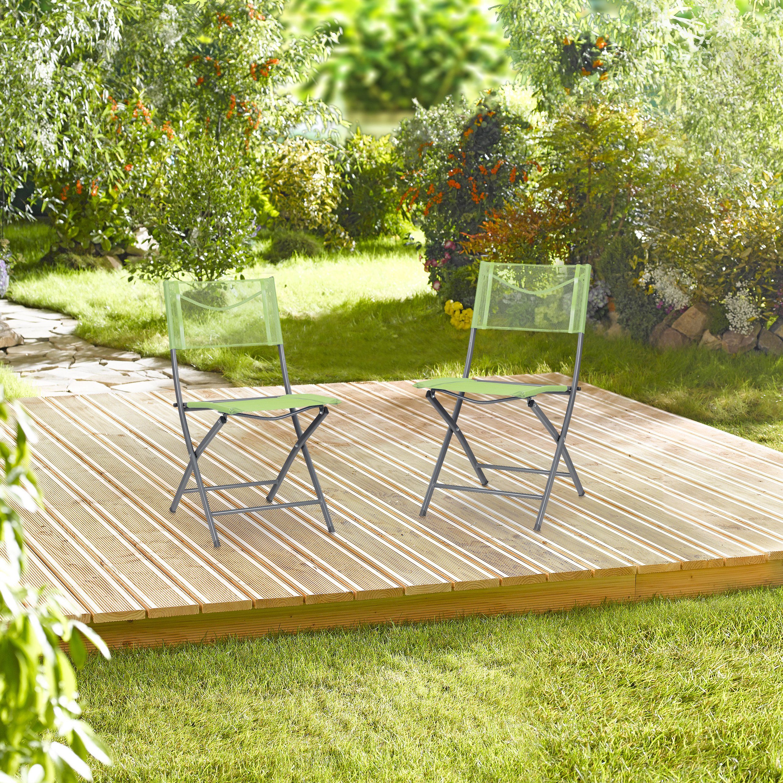 relaxdays Klappstuhl Klappbarer Gartenstuhl 2er Set grün