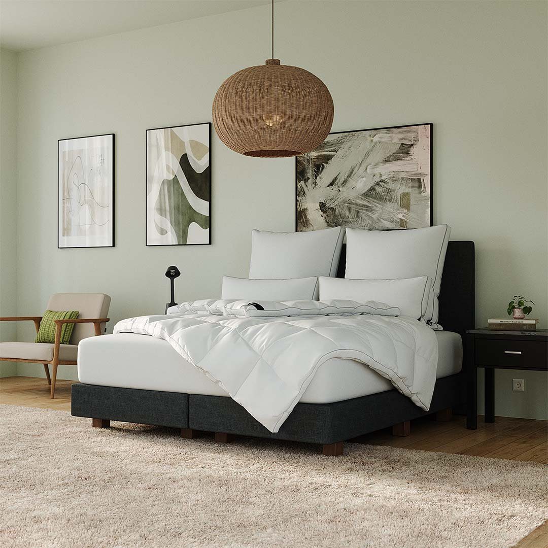 Bettdecke + Kopfkissen, RIBECO Bettenset Max, RIBECO, Füllung: 100% Polyester, Bezug: 100% Polyester, Faserdecke, Microfaser, vegan federfrei, 4er Set, 2 Decken + 2 Kissen