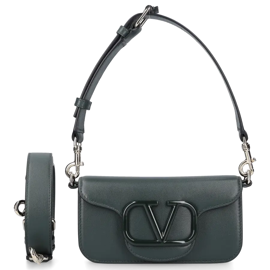 Valentino Garavani - Schultertasche LOCÒ Kalbsleder - grün
