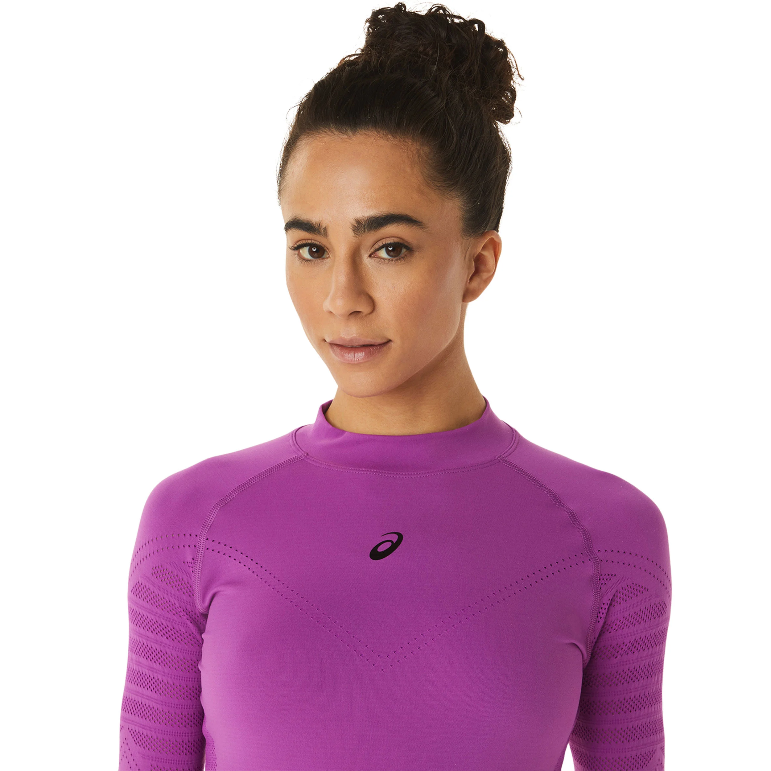 Seamless Crop Top Longsleeve Damen - Lila