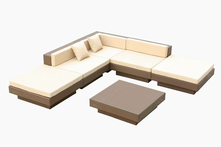 PureHaven Rattangarnitur 300x300 cm elegant geformt strapazierfähig und extra stabil inkl. Sitz- und Rückenkissen creme-weiße Sitzauflagen