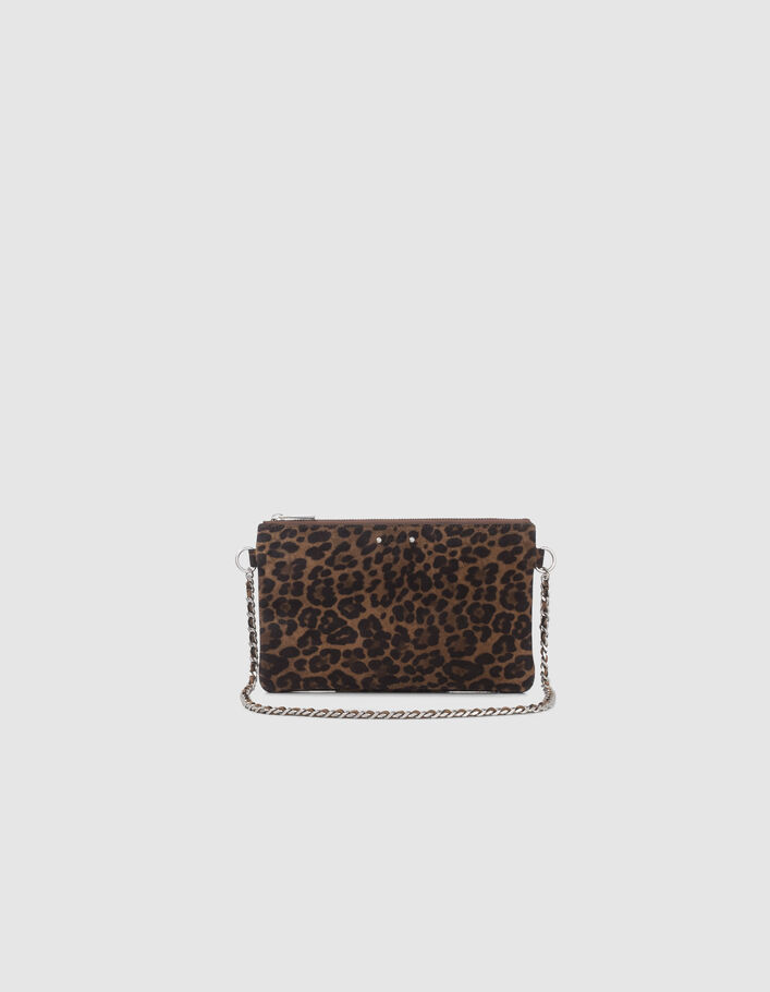 La pochette 111 camel cuir velours motif léopard Femme
