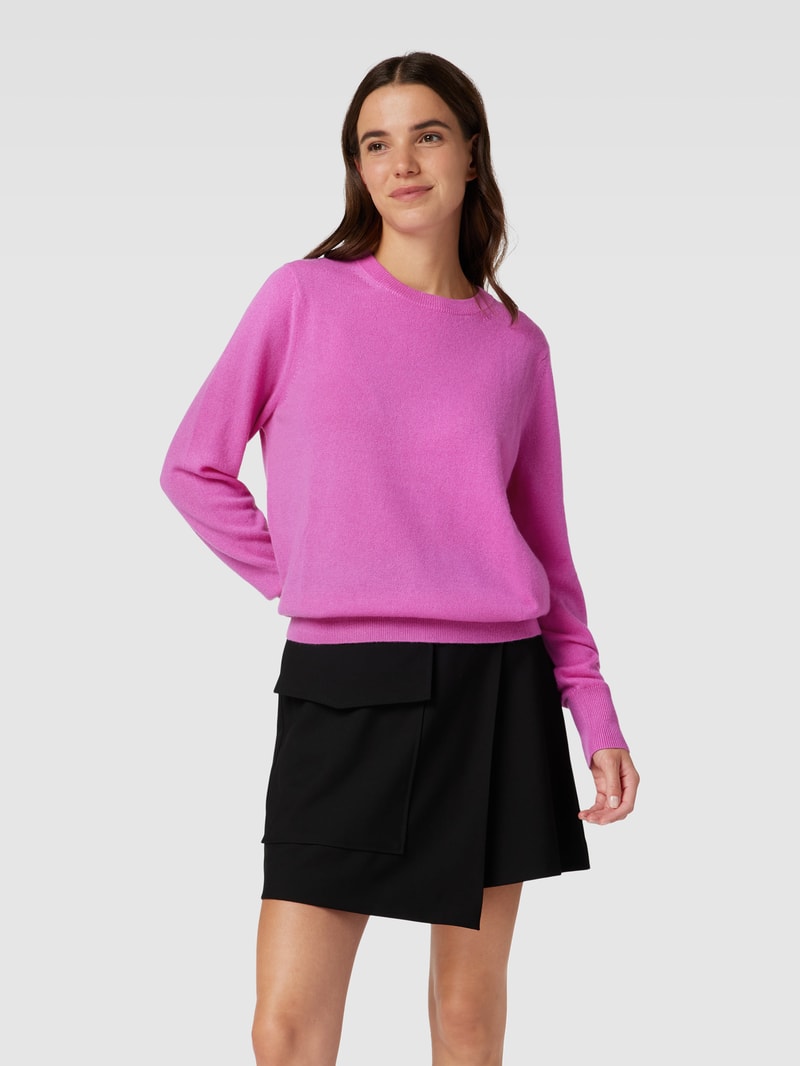 Kaschmirpullover mit Rundhalsausschnitt in fuchsia