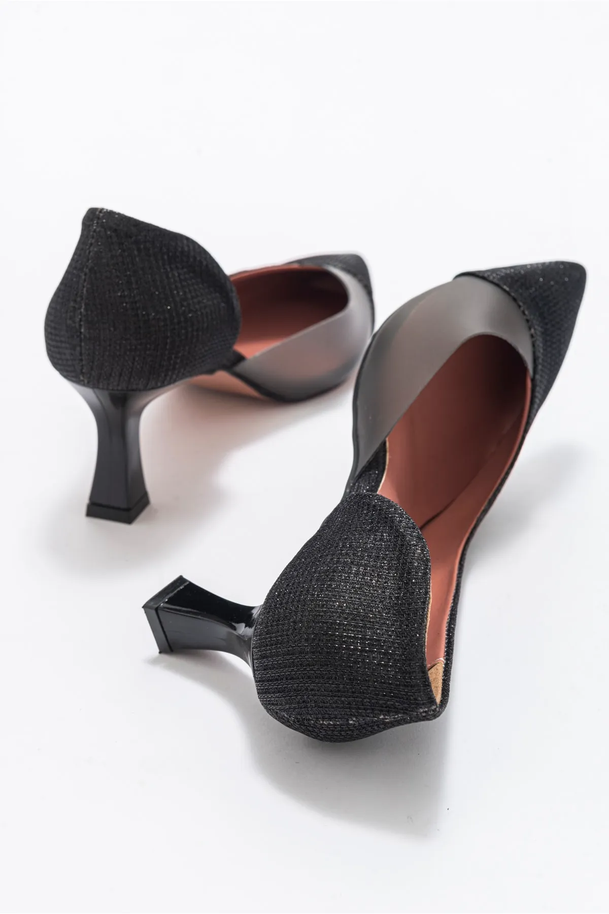 LuviShoes  353 Damenschuhe mit schwarzem, silbernem Absatz