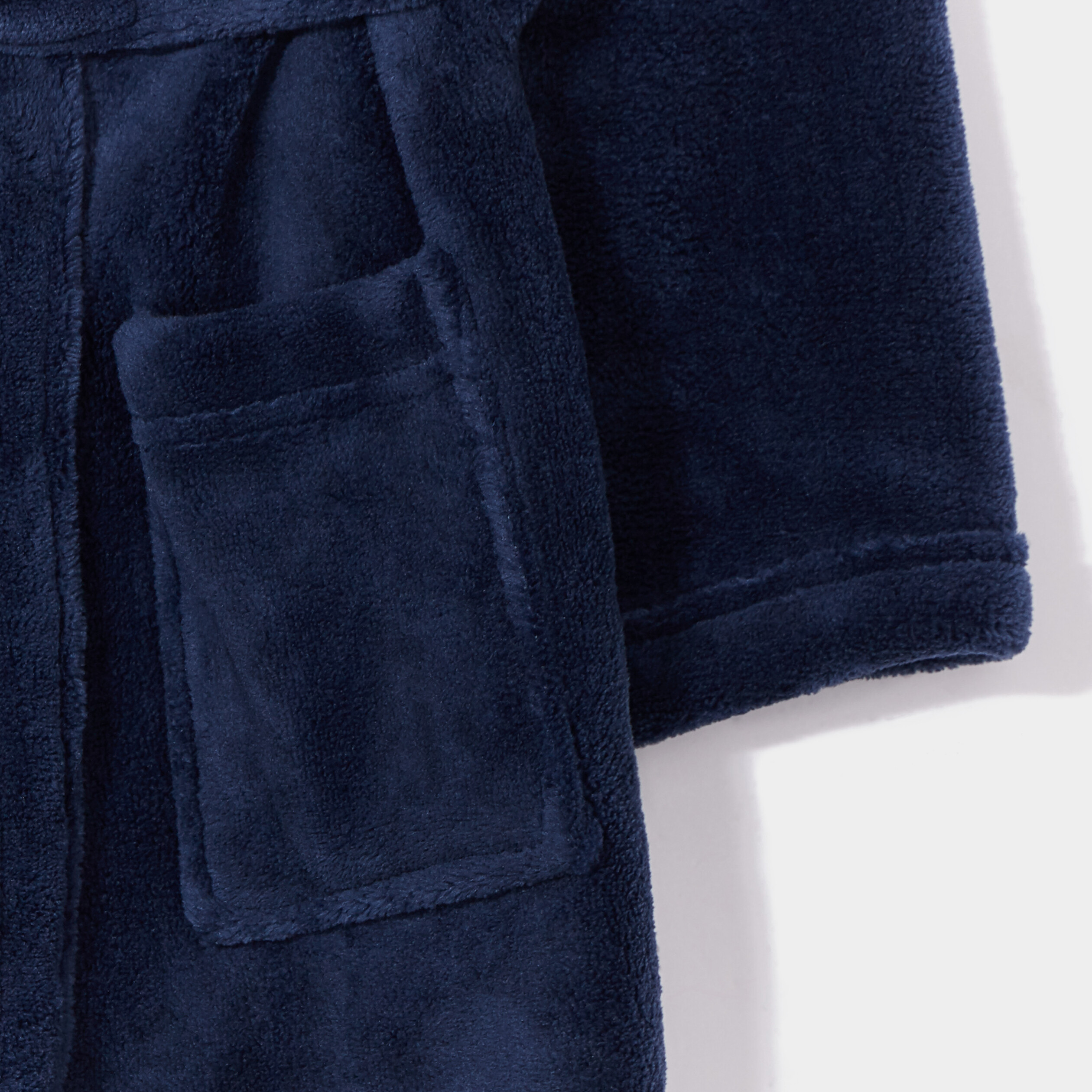 Peignoir pilou ceinturé à capuche bleu marine garçon | La Halle