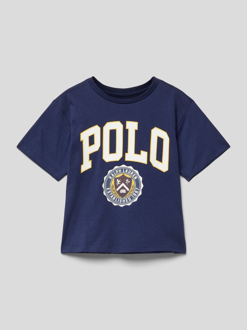 T-Shirt mit Label-Statement-Print in marineblau