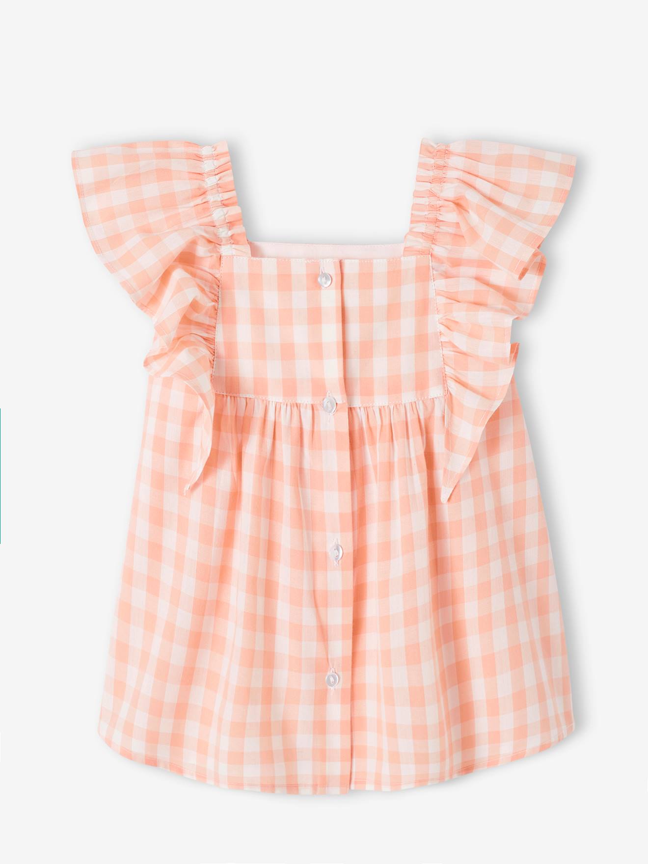 Vertbaudet Baby Volantkleid - rosa kariert