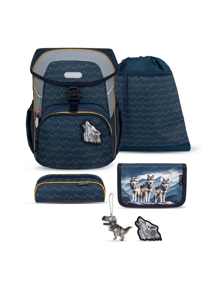 Belmil Maxi Wolfs Schulranzen Set 6 teilig mit extra Schlüsselanhänger günstig kaufen onesize