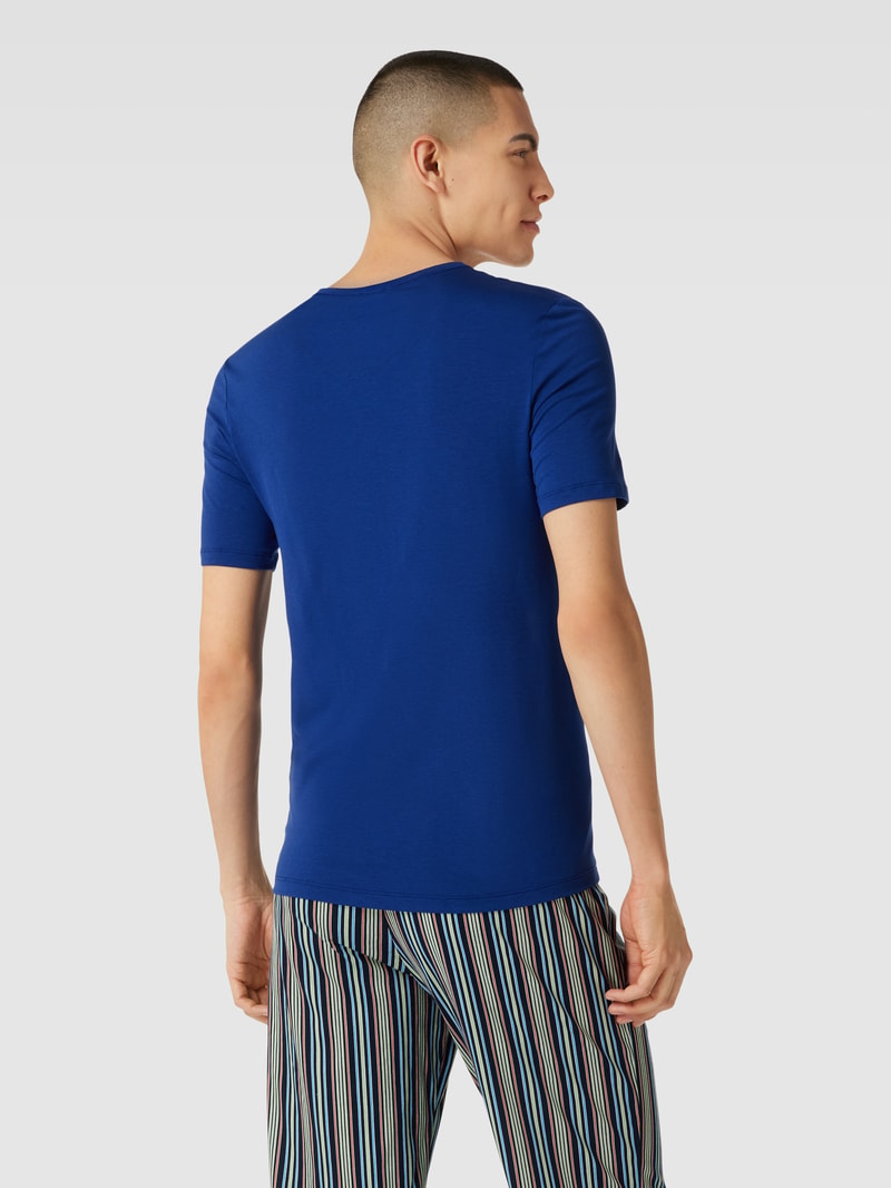 Pyjama-Oberteil mit V-Ausschnitt Modell 'Natural Function' in marineblau