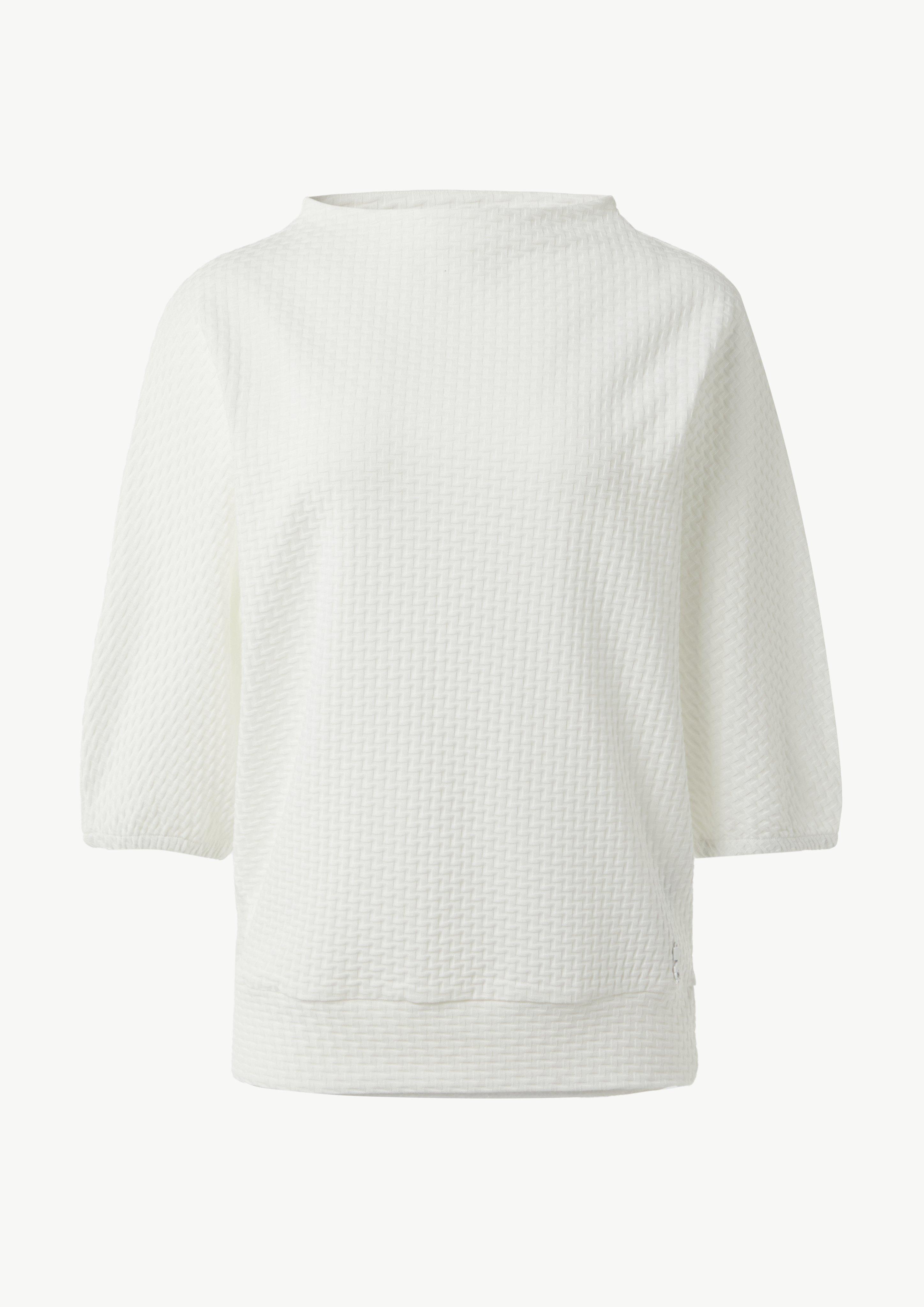 Strukturiertes Shirt mit Fledermausärmeln - weiß
