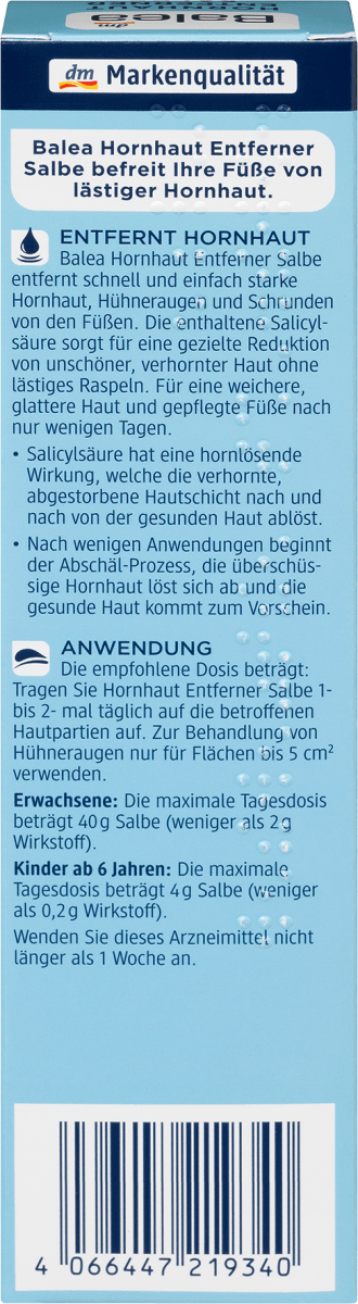 Fußcreme Hornhautentferner Salbe, 50 g