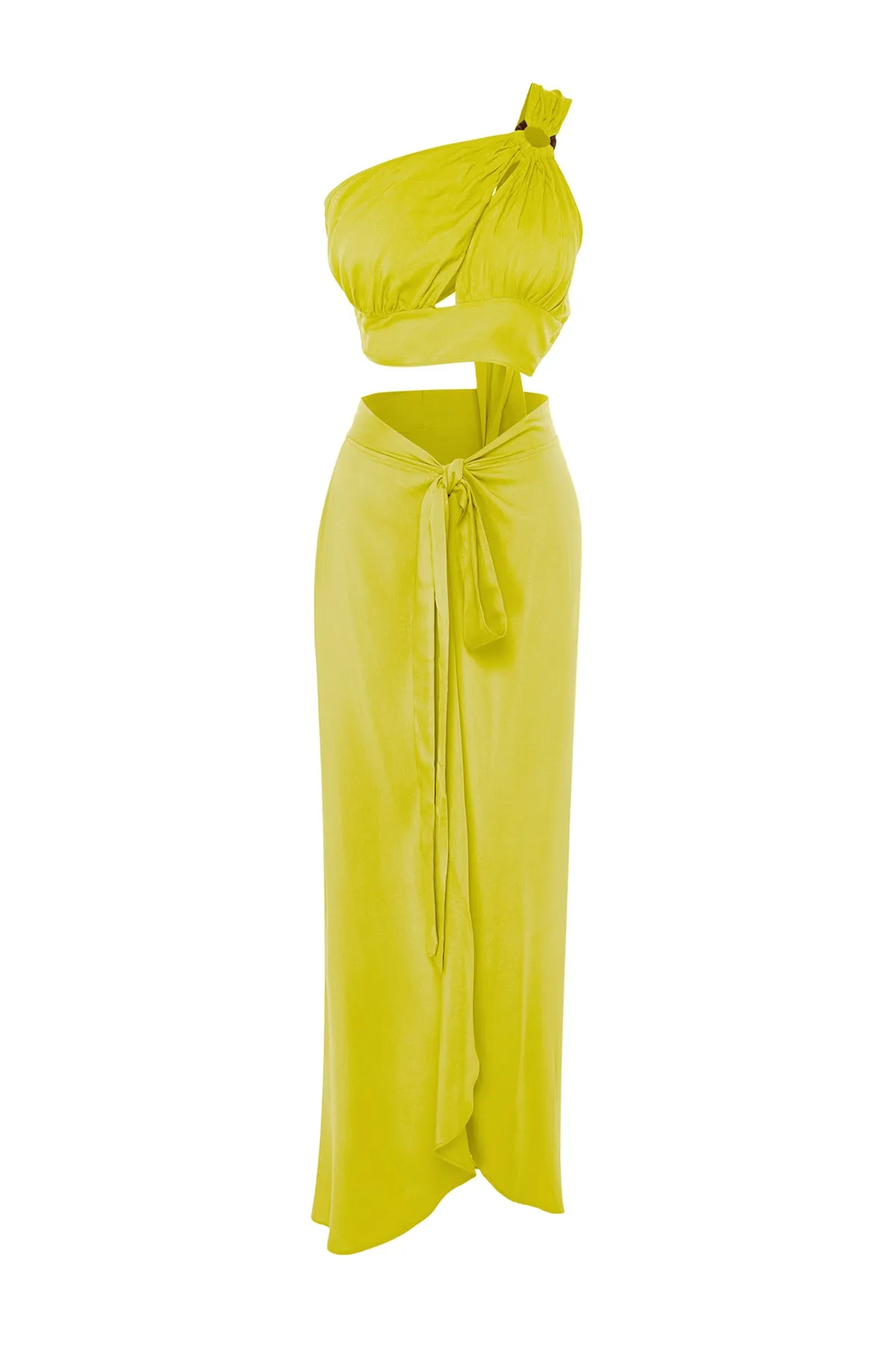 Trendyol Collection  Ölgrünes Single-Shoulder-Blusenrock-Set mit gewebten Accessoires TBESS23AU00133
