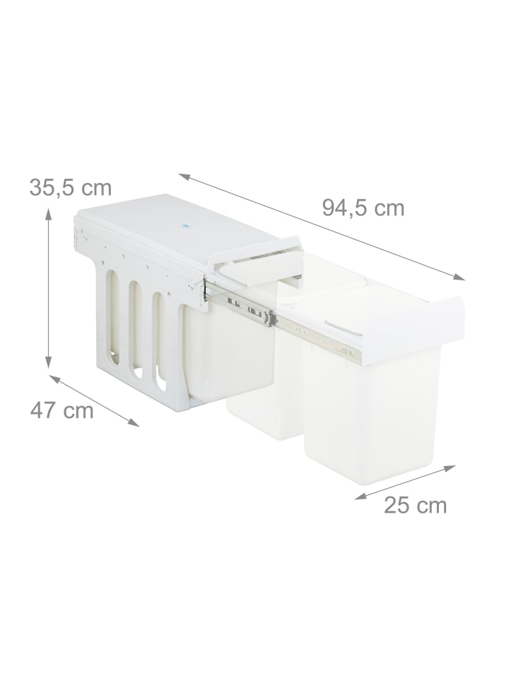 relaxdays Einbaumülleimer in Weiß - 2 x 8 L günstig kaufen onesize
