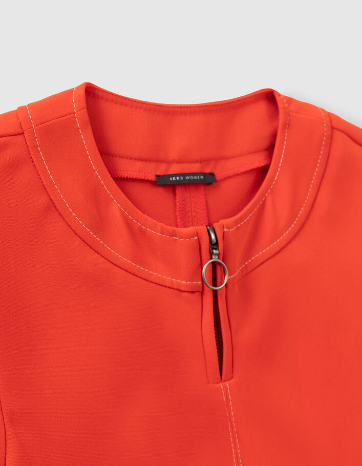 Top tangerine bordé de double surpiqûres Femme