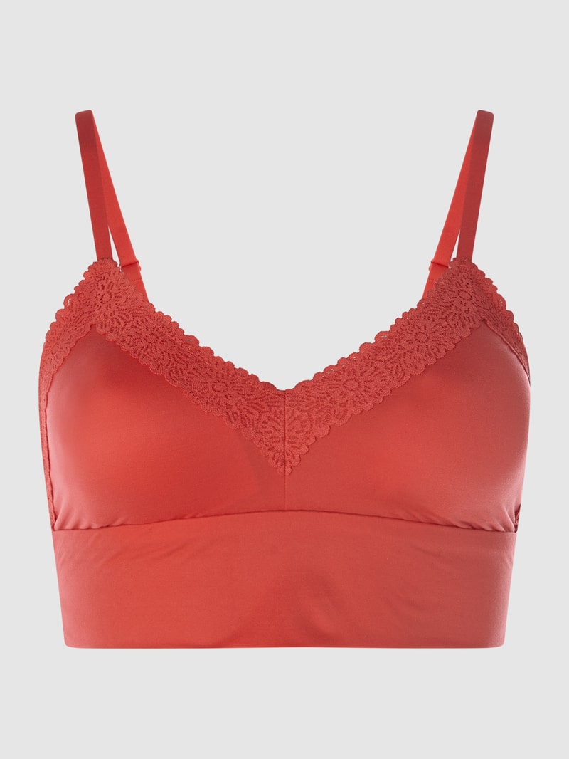 Bralette mit floraler Spitze - wattiert in apricot