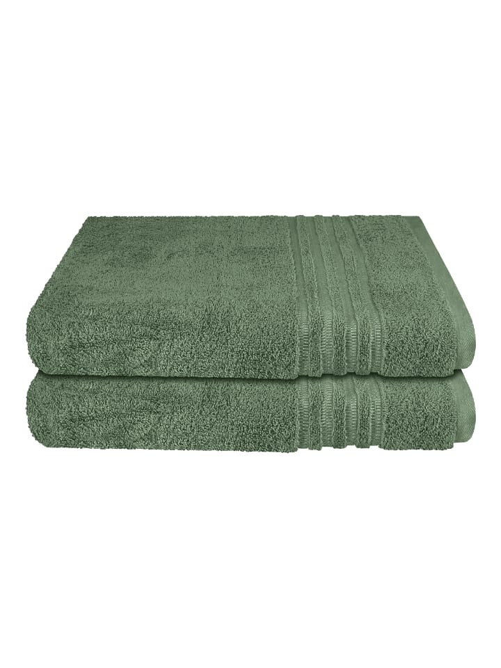 Schiesser Duschtuch Milano im 2er Set in Dunkelgrün günstig kaufen onesize