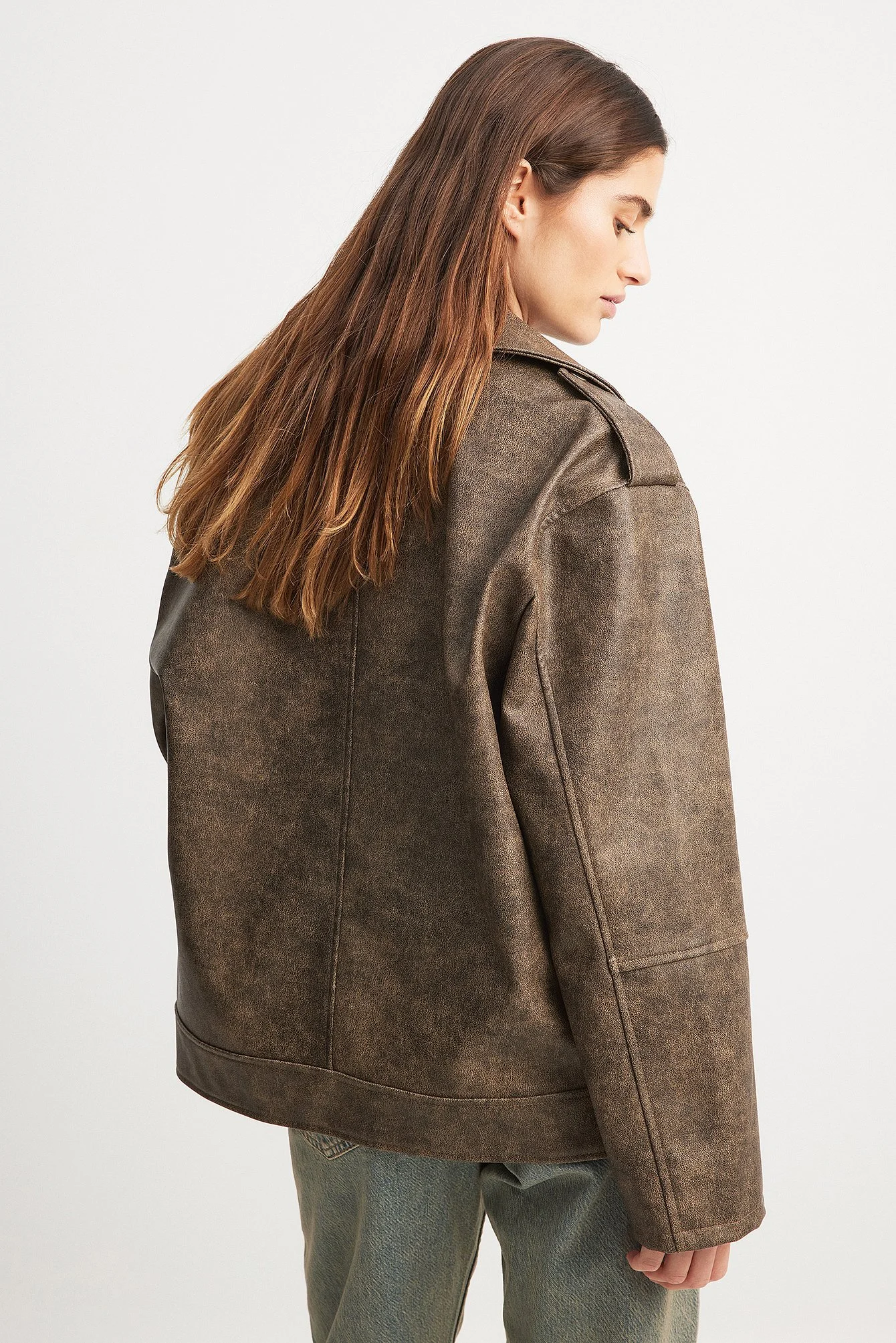 Verwaschene PU-Bikerjacke