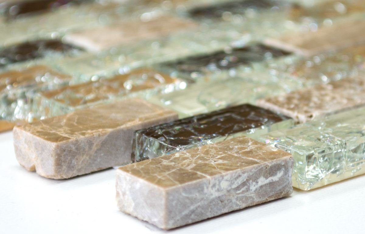 Mosani Mosaikfliesen Mosaik Stäbchen Verbund Naturstein Mosaikfliese hellbeige