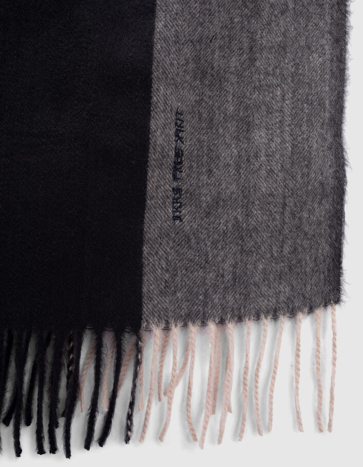 Echarpe grise lignes noires et motif chevrons Homme