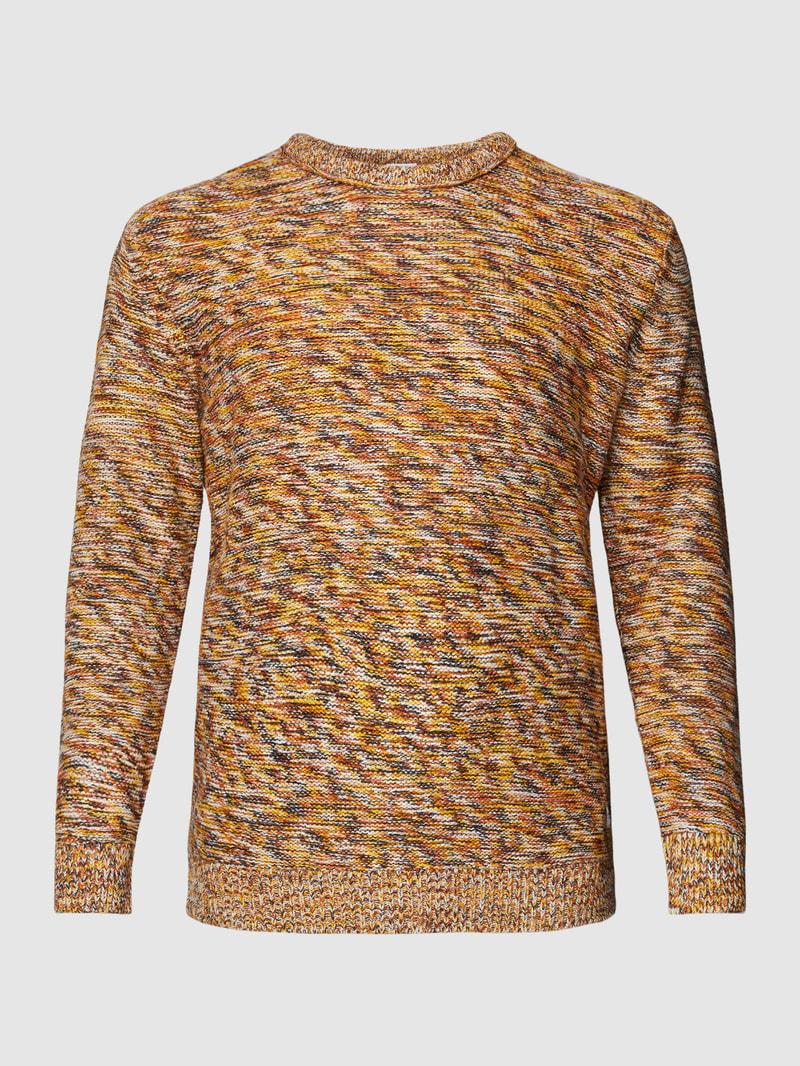 PLUS SIZE Strickpullover mit Rundhalsausschnitt Modell 'ASH' in senfgelb