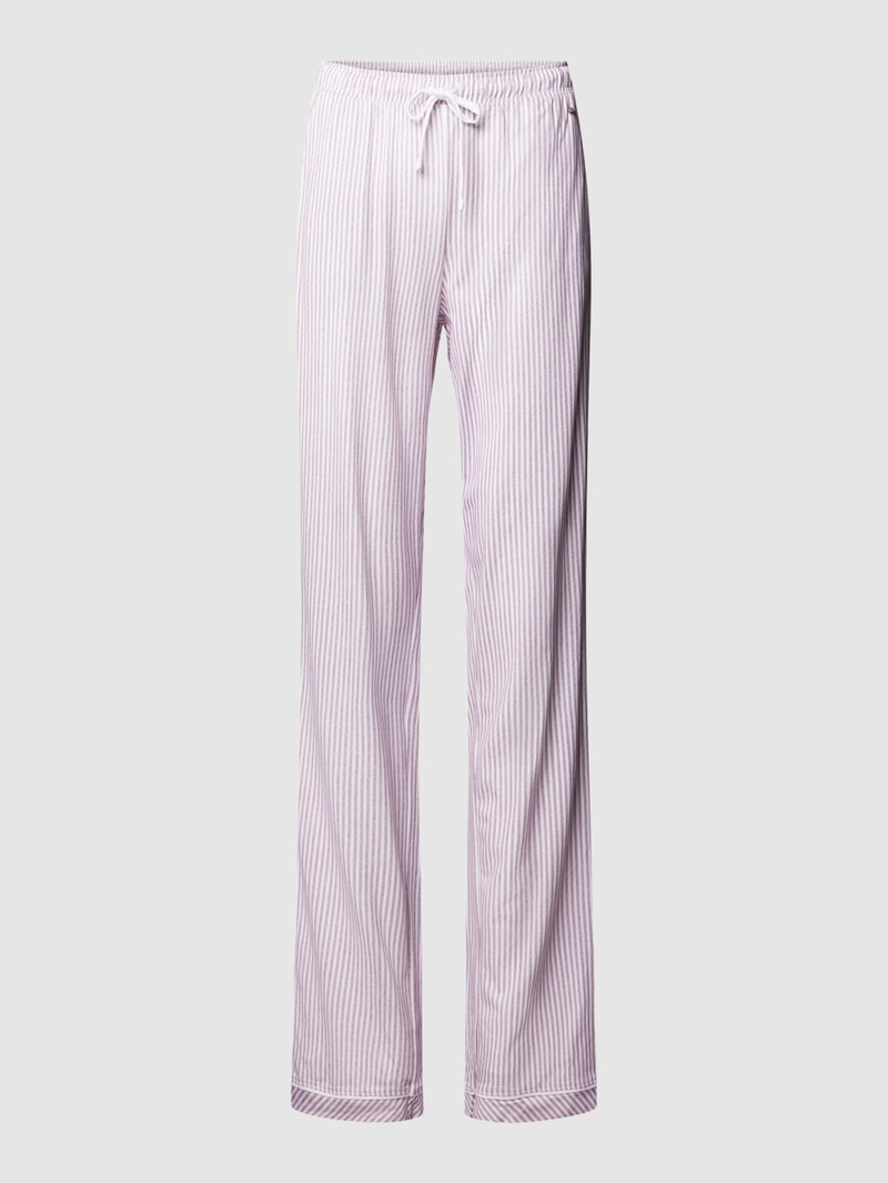 Pyjama-Hose aus Baumwoll-Viskose-Mix mit Streifenmuster in bordeaux rot