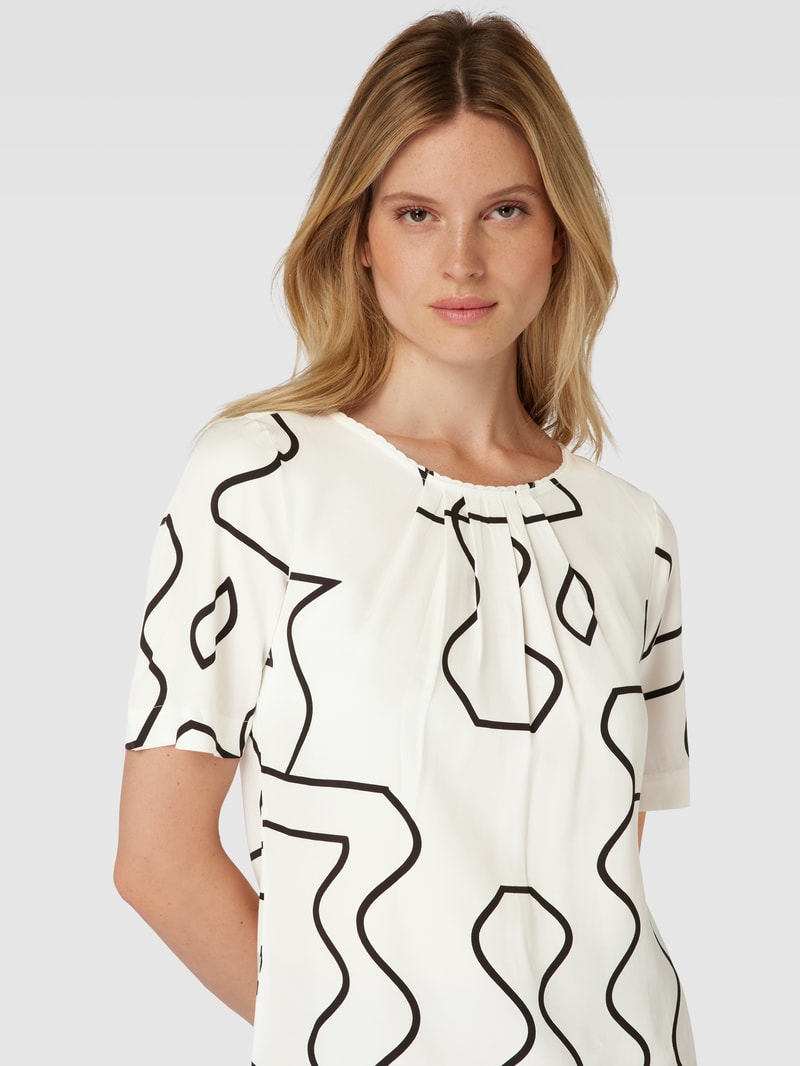 Blusenshirt mit Rundhalsausschnitt in weiß