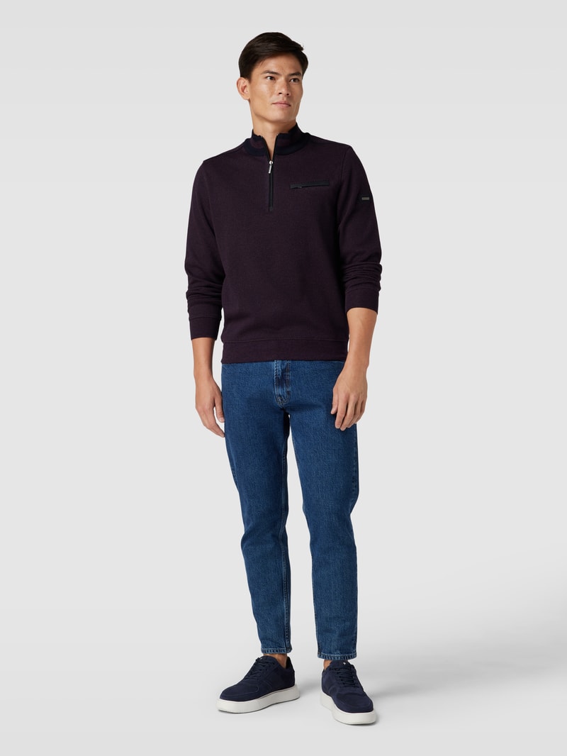Sweatshirt mit Stehkragen in aubergine