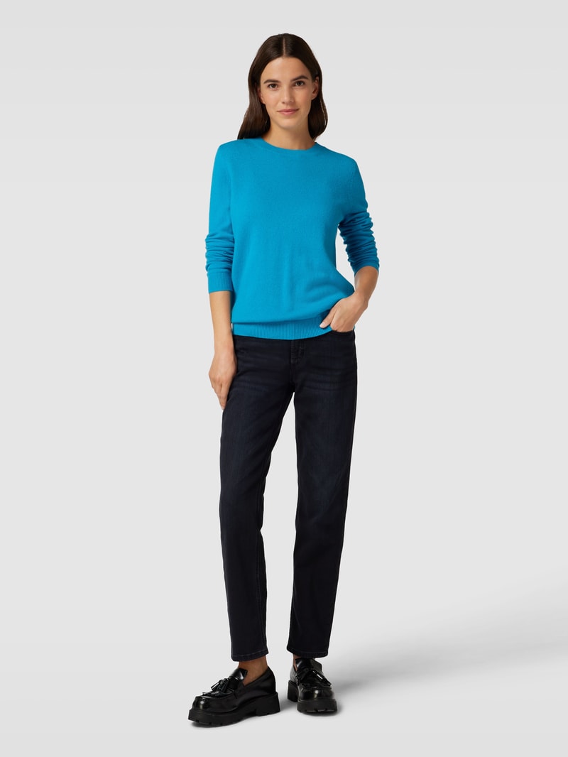 Kaschmirpullover in melierter Optik in himmelblau