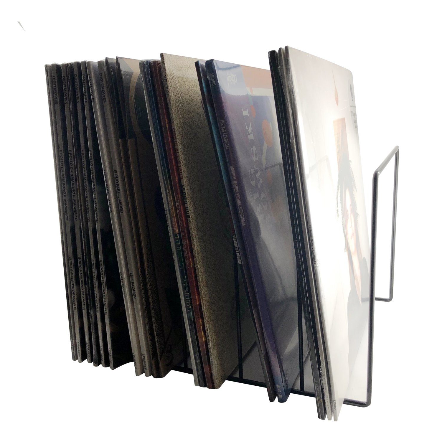 7even Schallplatten Ständer schwarz / Vinyl Records LP Tisch-Rack Plattenspieler