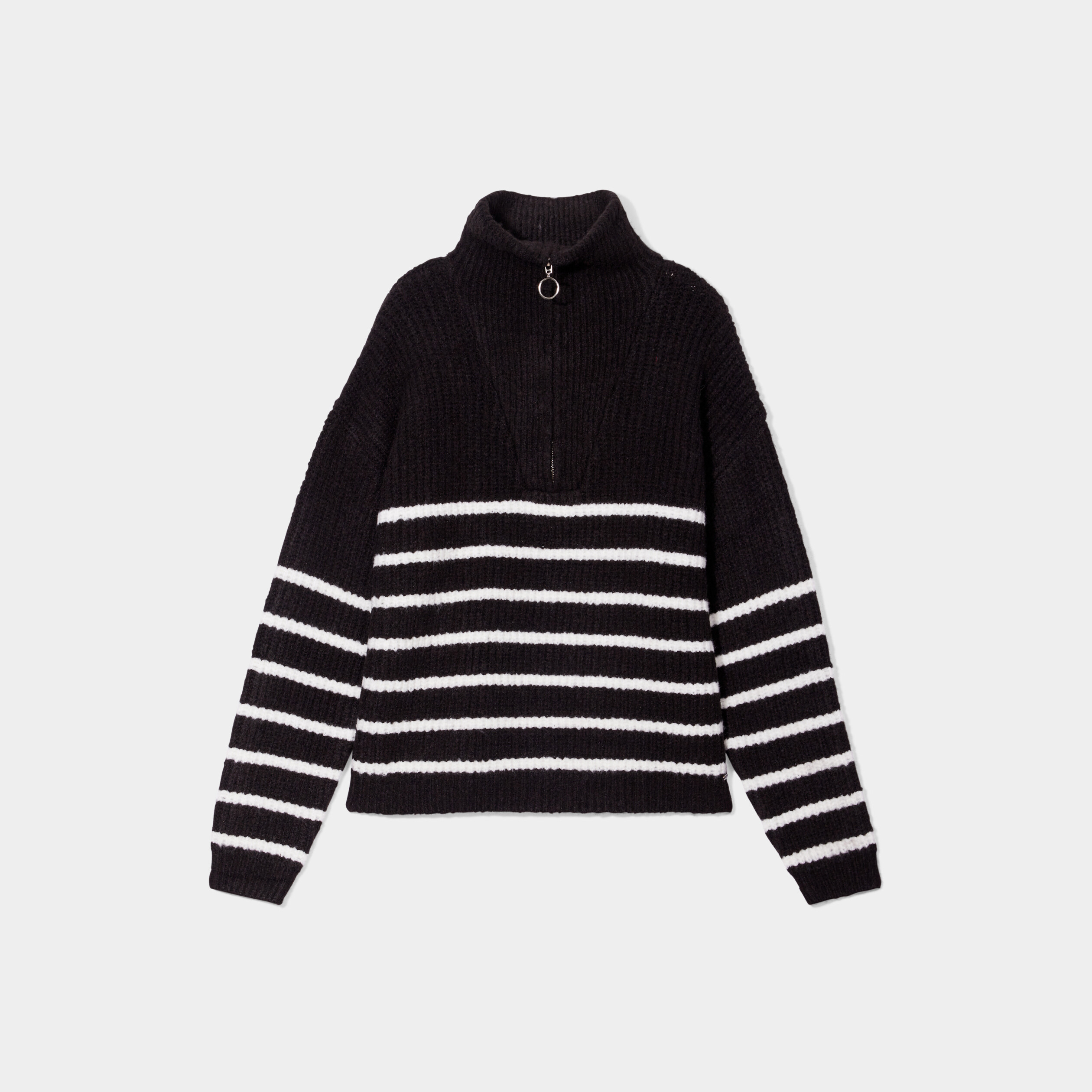 Pull col camionneur zippé ecru femme | La Halle