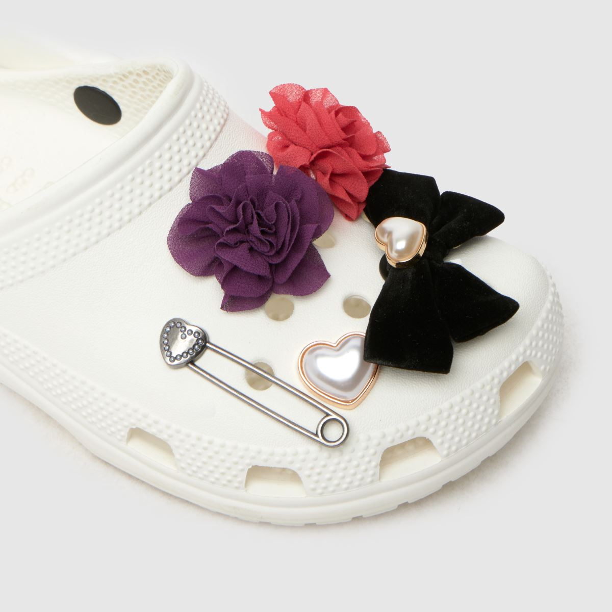 Crocs fekete többszínű virágos és gyöngyös jibbitz 5 db-os