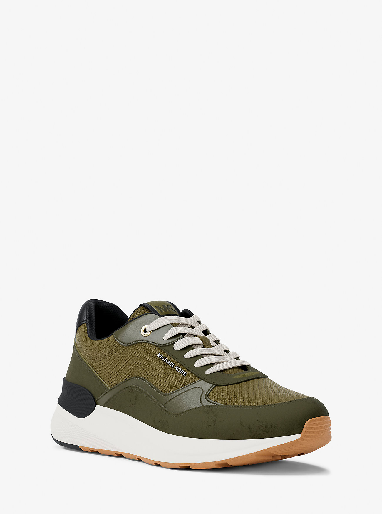Trevor joggesko i skinn og snøring i twill – IVY MULTI