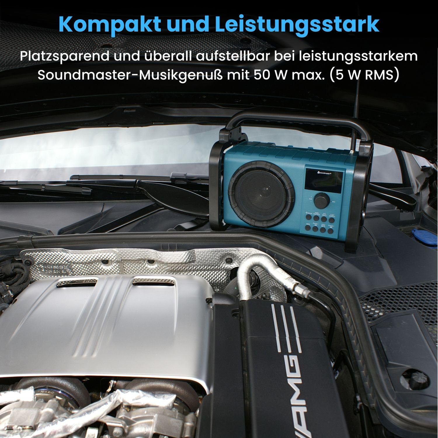 Soundmaster DAB80SW Baustellenradio DAB+ Bluetooth Akku IP44 spritzwassergeschützt Digitalradio (DAB) (DAB+, MW, PLL-UKW, FM, AM)