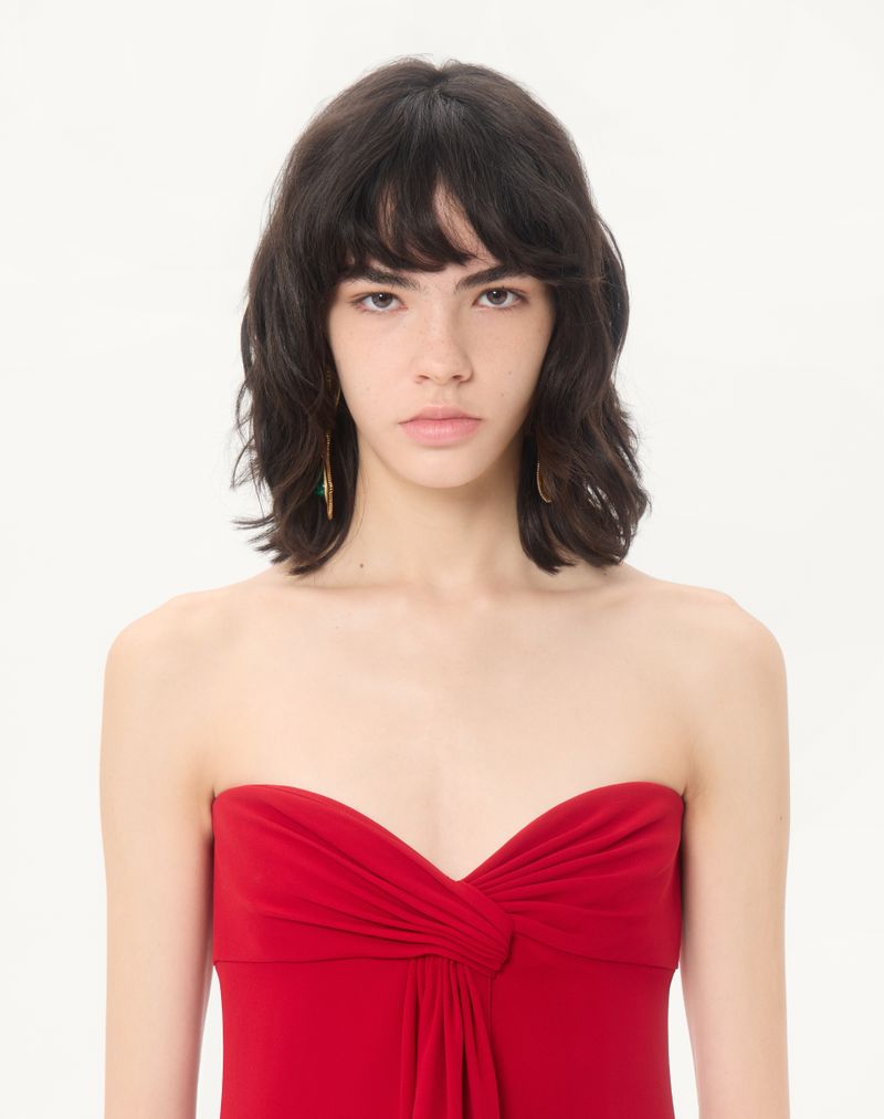 Vestido longo de alta costura em cady