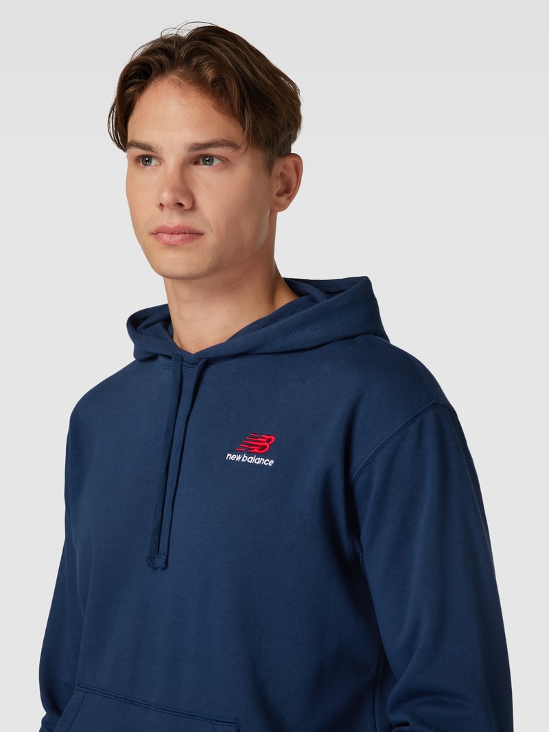 Hoodie mit Logo-Stitching in marineblau