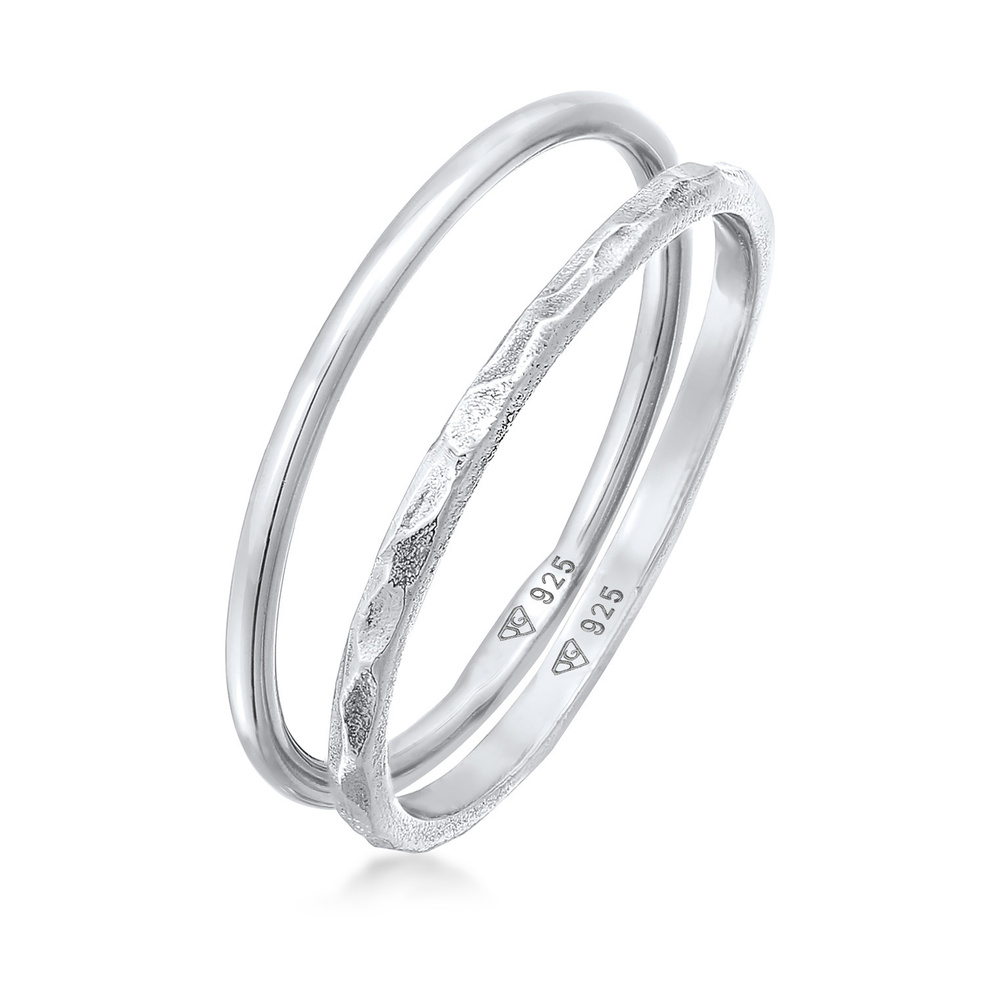 Elli Elli Bague Femmes Bande Set de 2 Pile en argent sterling 925 Bague