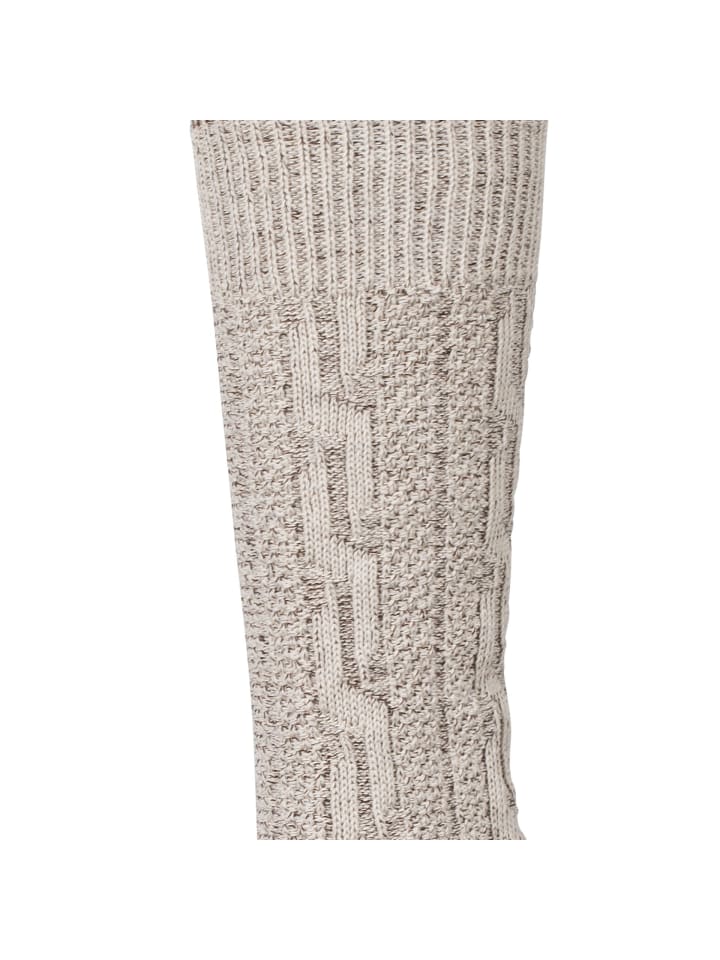 PAULGOS Trachtensocken Kniestrümpfe mit Zopfmuster in Beige günstig kaufen