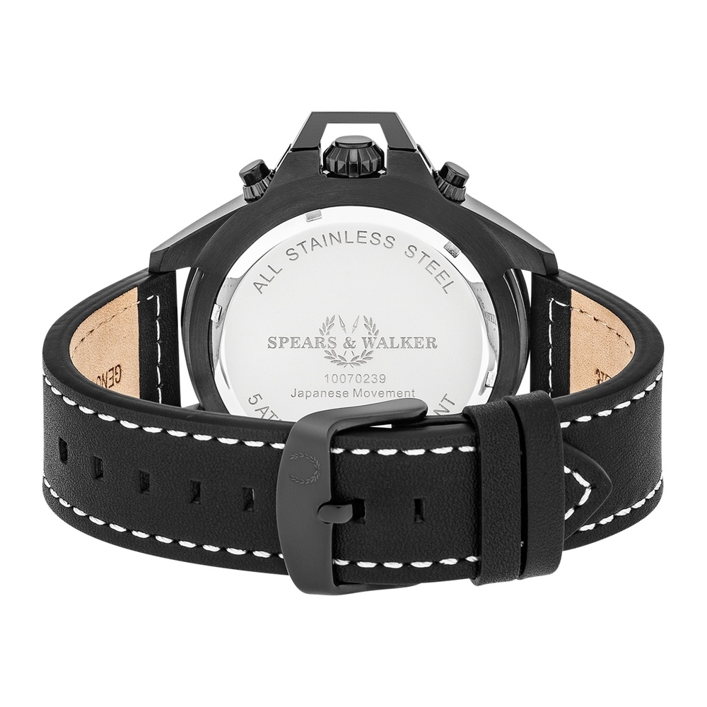 Spears & Walker Montre à quartz Varus II en Noir Cuir véritable en Noir Montre