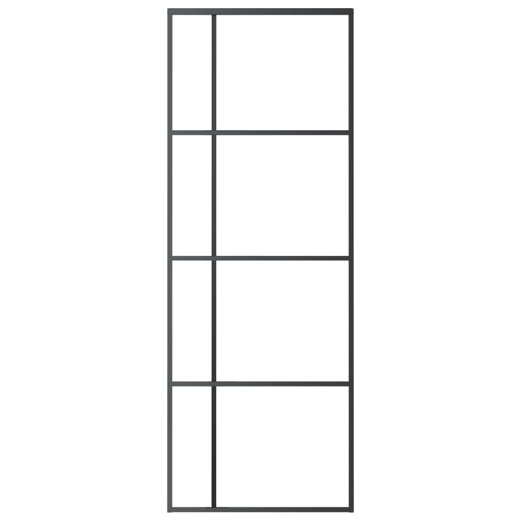 vidaXL Haustür Schiebetür ESG-Glas und Aluminium 76x205 cm Schwarz (1-St)