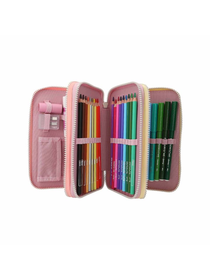 Depesche 3-Fach Federtasche Farbwolke inkl. Stifte Ylvi 7,5 x 13,5 x 20 cm in rosa günstig kaufen onesize