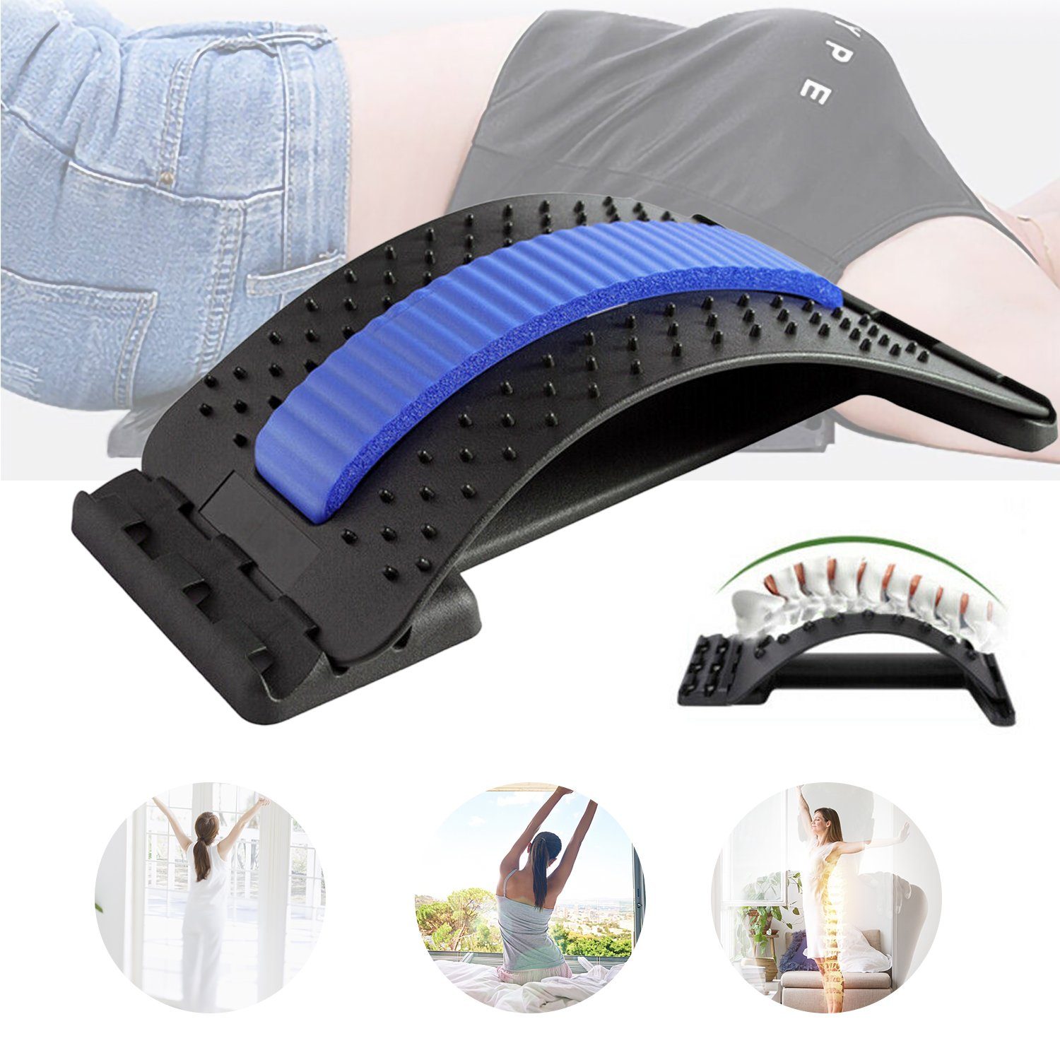 Gimisgu Rückentrainer Rückenstrecker Massagegerät Rückenmassage Rückentrainer Lordosenstütze, (1-tlg), Einstellbar/Bogenstützende Design