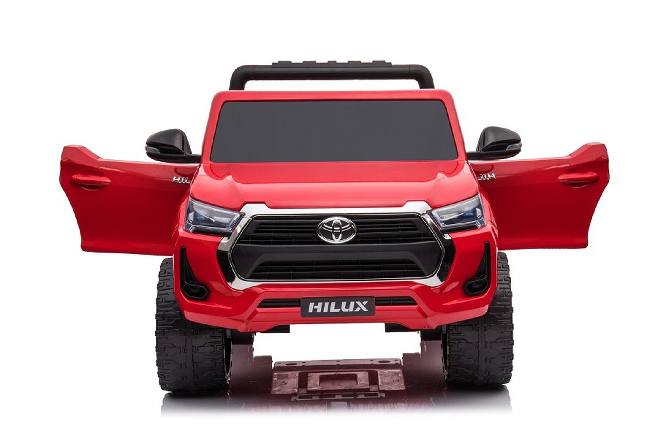 TPFLiving electric children's car Toyota Hilux - motor: 4 x 12V - battery: 1 x 12 Volt/14Ah, load capacity 40 kg, children's car - electric car with leather seat and seat belt