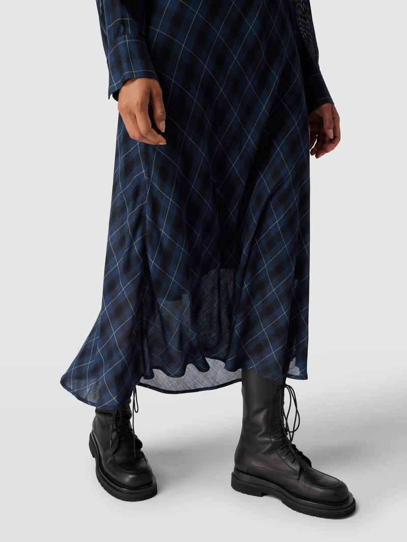Midirock mit Tartan-Karo in dunkelblau