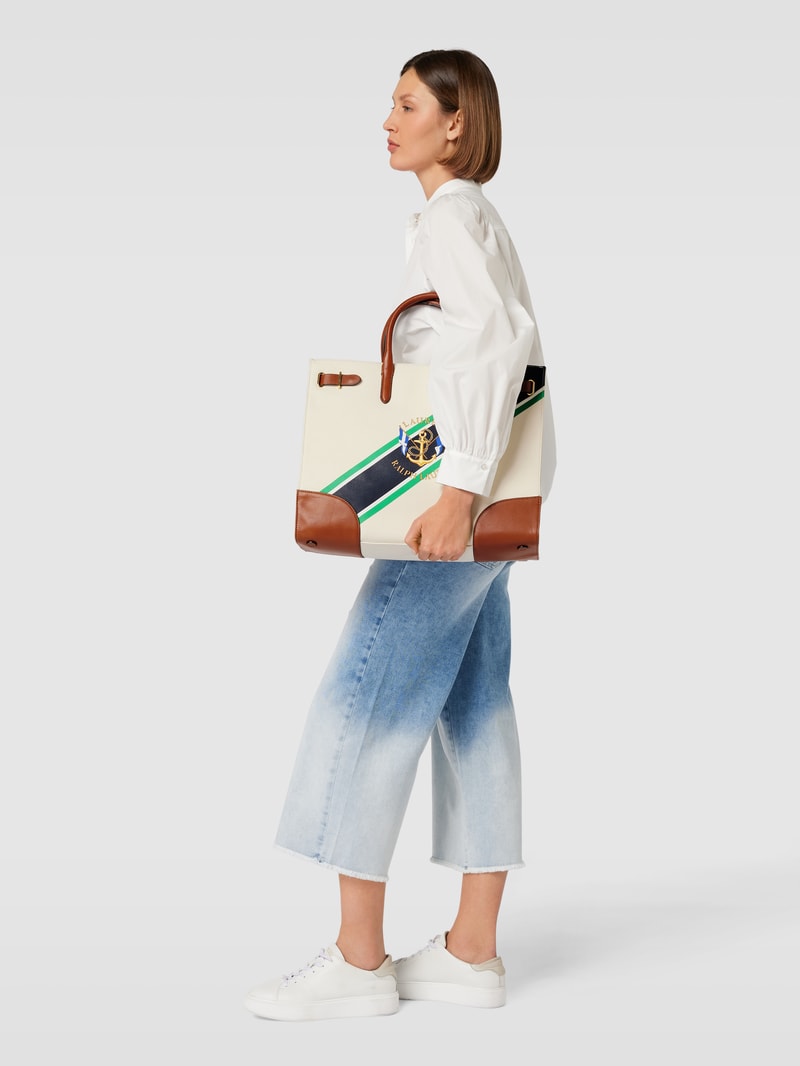 Tote Bag mit Label-Print in ecru