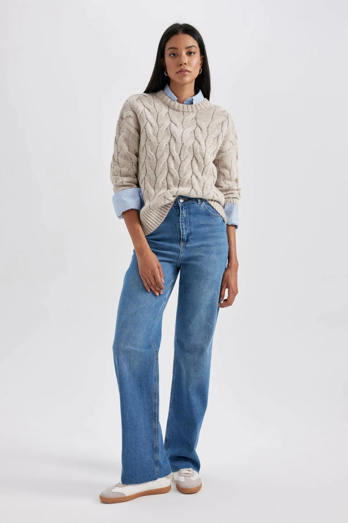 DeFacto  Pullover mit Rundhalsausschnitt in Oversize-Passform