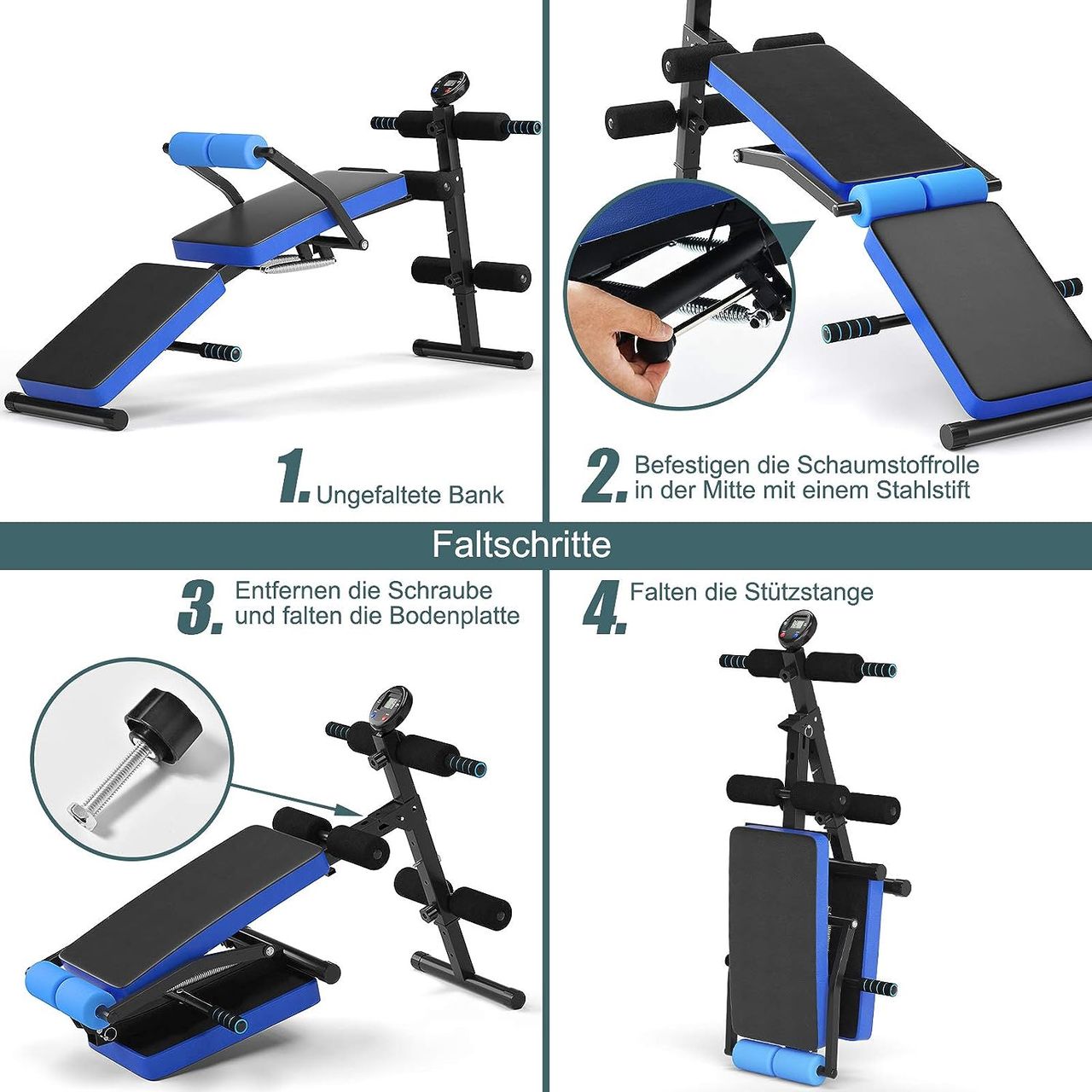 Costway Sit Up Bank klappbar, Ab Bauchtrainer Bench