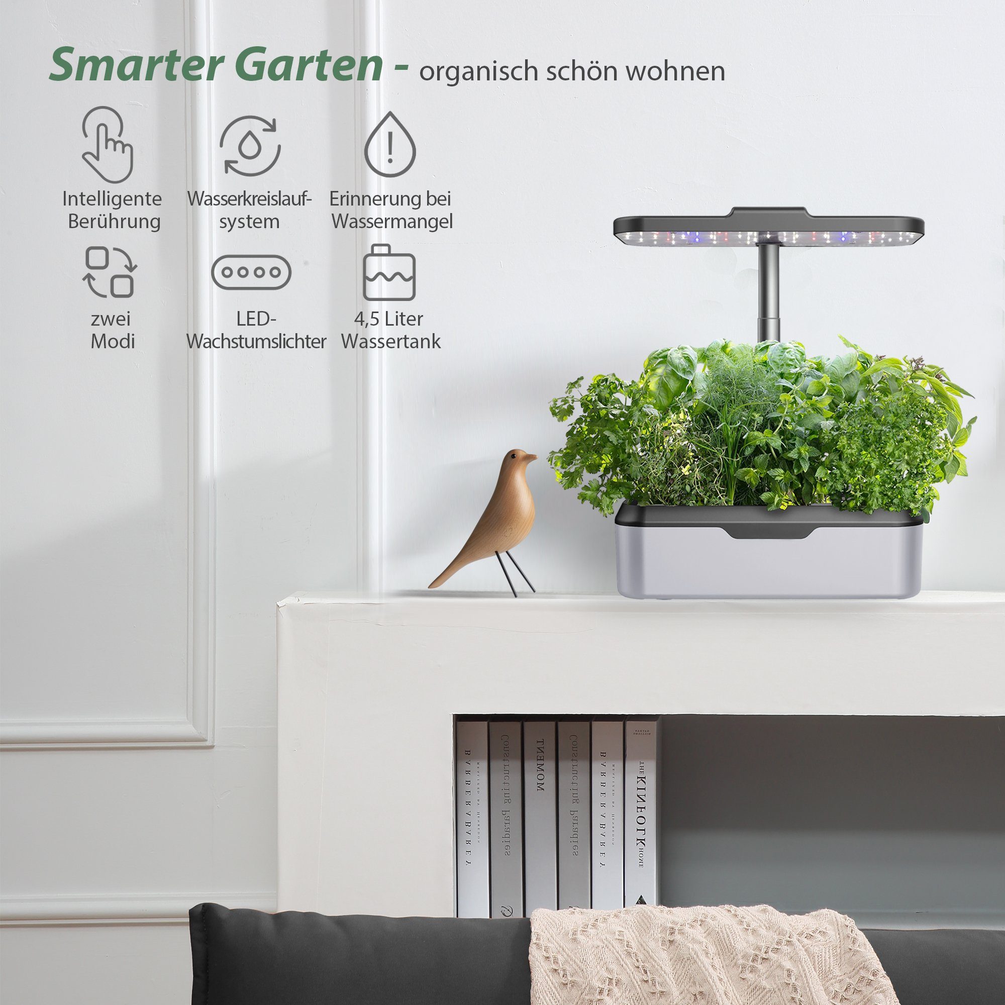 HomeGuru Pflanzkübel Hydroponische Anzuchtsysteme,Smart Indoor Garden,mit LED-Pflanzenlampe (1 St., Packung)