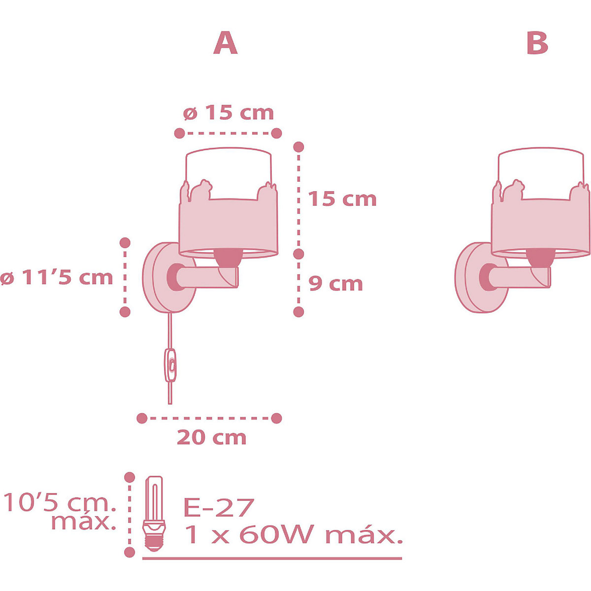 Wandleuchte Sweet Love, pink