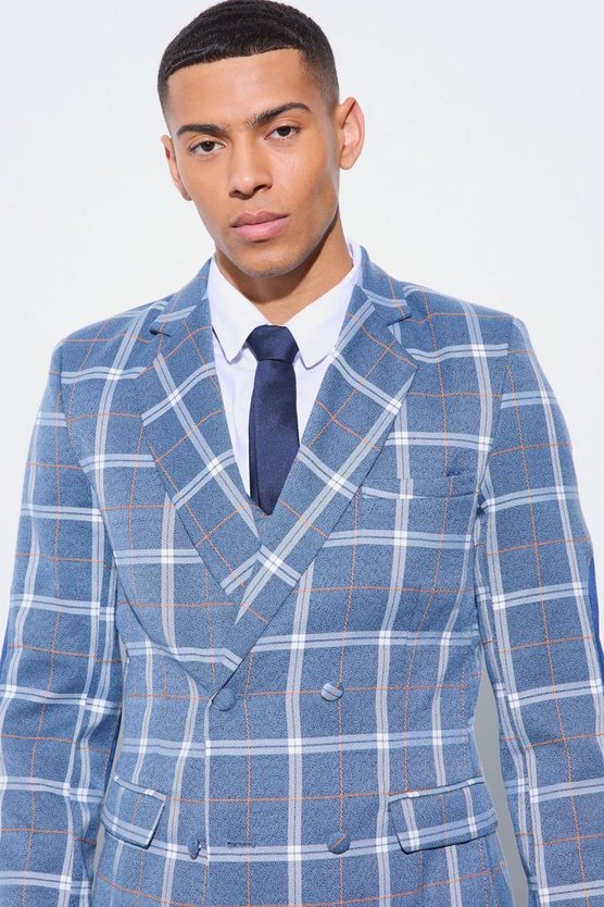 Karierter Blazer mit Fischgrätenmuster